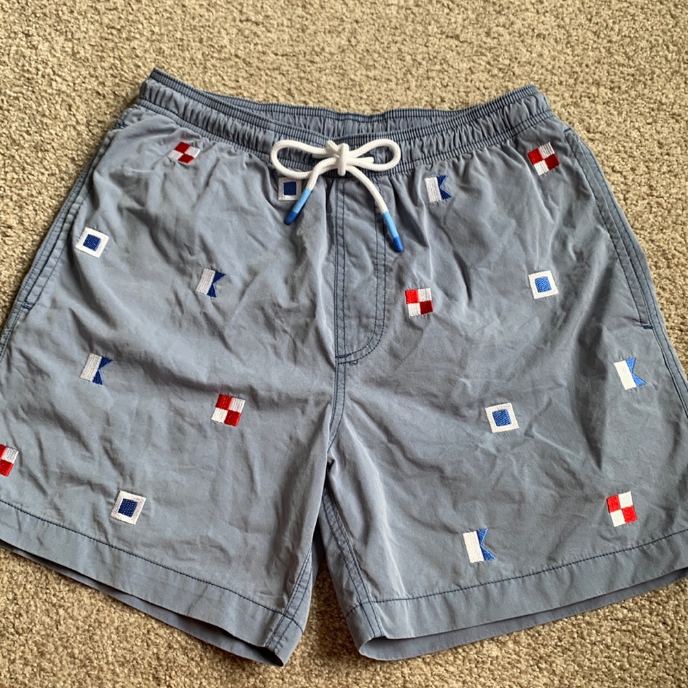 Southern Tide Nautical Flag Lined Swim Trunks (S)